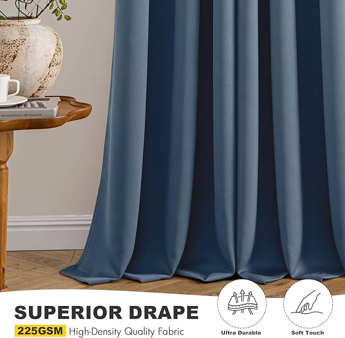 MIULEE Blackout Curtains for Bedroom 2 Panels 40 x 45 Inch Long Stone Blue | - Image 5