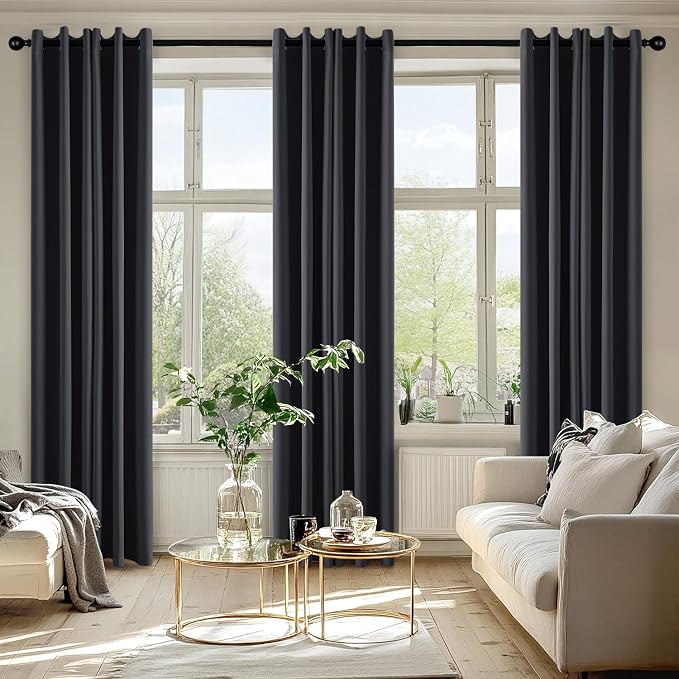 MIULEE Blackout Curtains for Bedroom 2 Panels 40 x 80 Inch Long Dark Grey | - Image 6