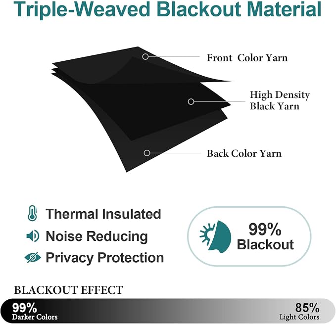 ChrisDowa Blackout Curtains for Bedroom and Living Room 102 Inches Long | 2 - Image 4