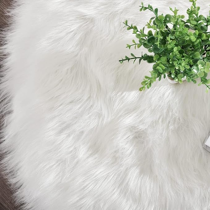 Latepis Runner Rugs for Hallway 2x8 White Faux Sheepskin Fur Rug Fluffy Shag - Image 6