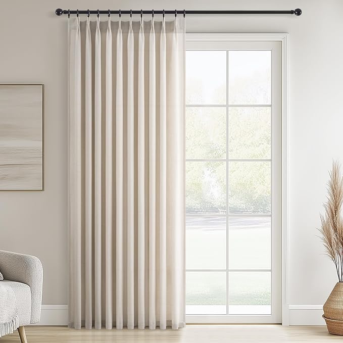 Topfinel 102 Inch Curtains 1 Panels Set, One Packs Pinch Pleat Back Tab Linen by Topfinel
