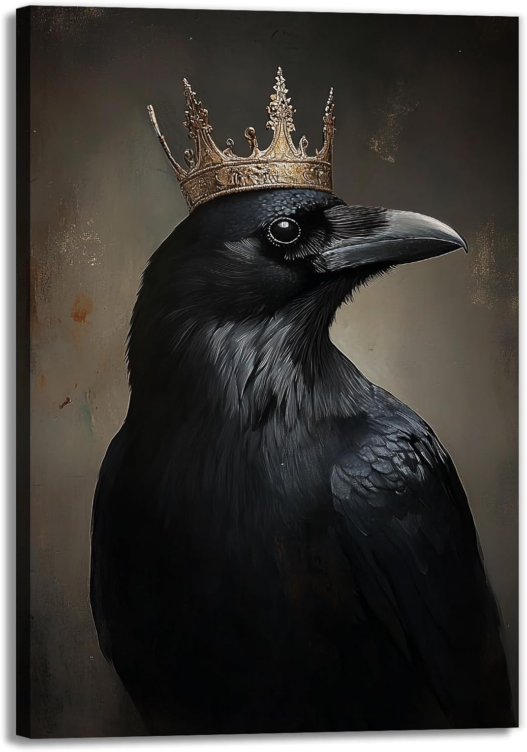 OAAPITI Raven King Wall Art Mysterious Black Bird Painting Dark Gothic Animal Canvas Print for Living Room Bedroom Home Office Inspirational Decor(Artwork-8,12"x18")