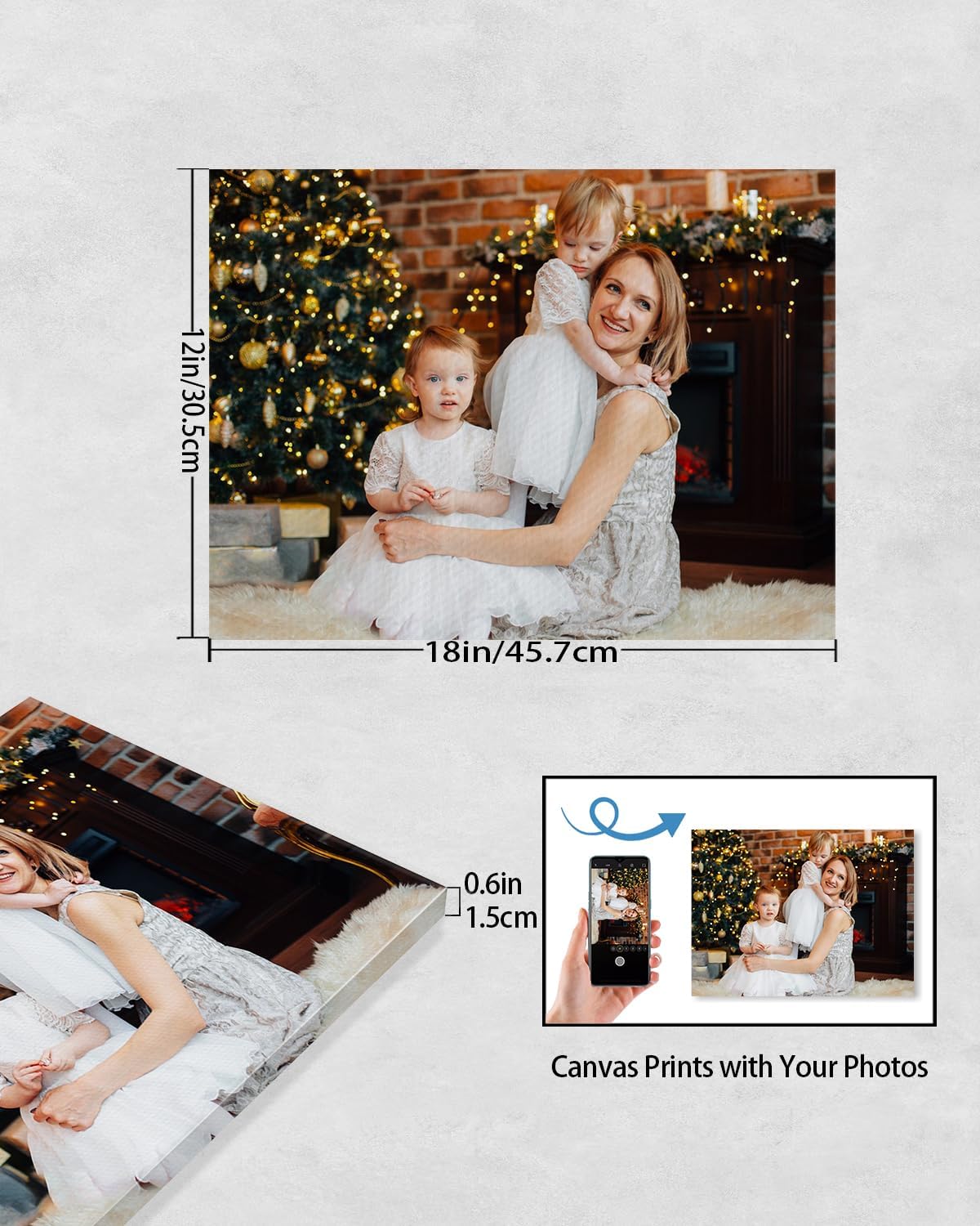 AbcCustomize Canvas Prints with Your Photos, Personalized Photo To Canvas Print for Bedroom, Living Room, Farmhouse Office Decor,Custom Canvas Wall Art for Gifts & Keepsakes, Ready to Hang