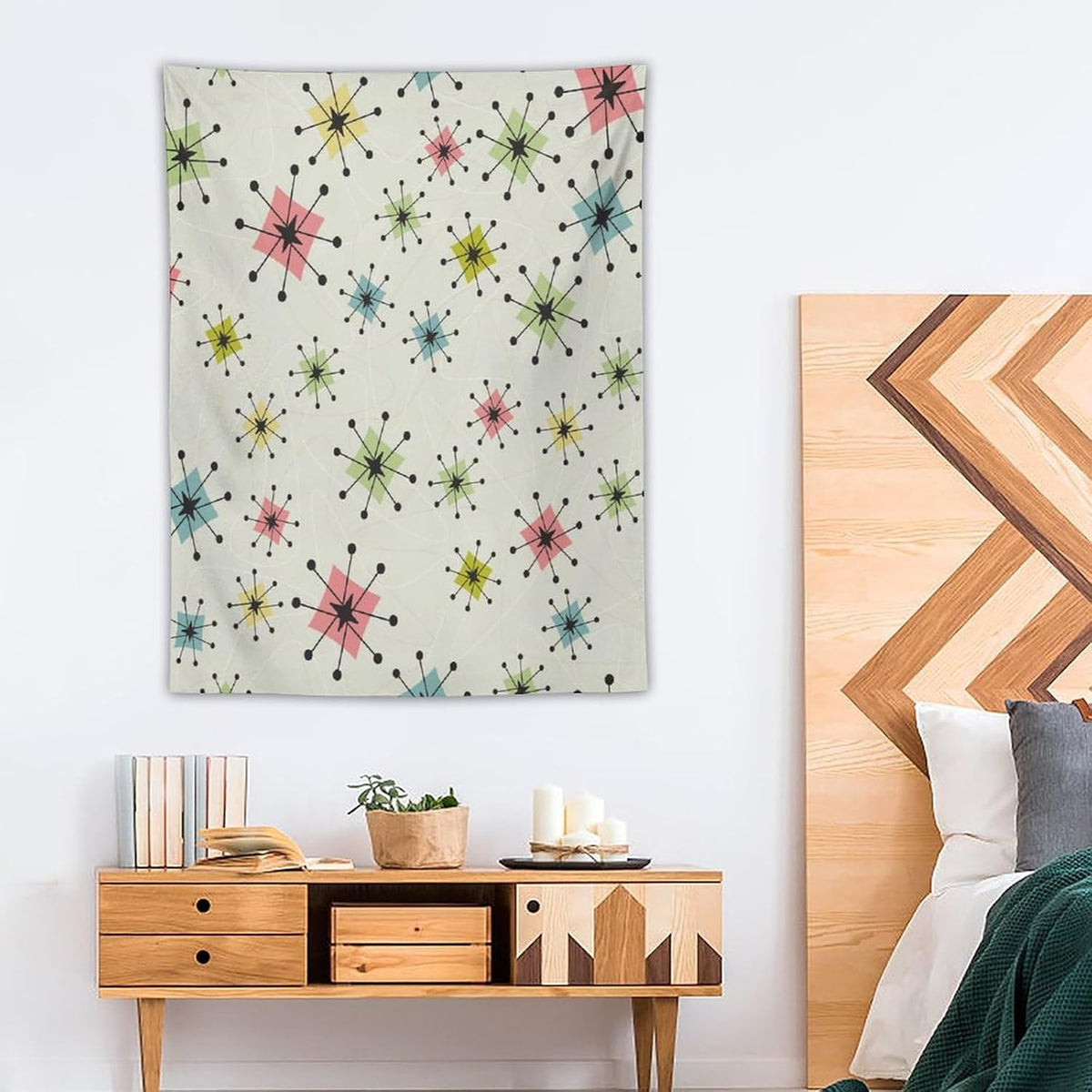 ICMOLYYENLO Abstract Cat Tapestry, Medieval Abstract Atomic Star Cat Vintage Home Wall Hanging Art Tapestry for Bedroom Living Room Dormitory 60x80 Inch