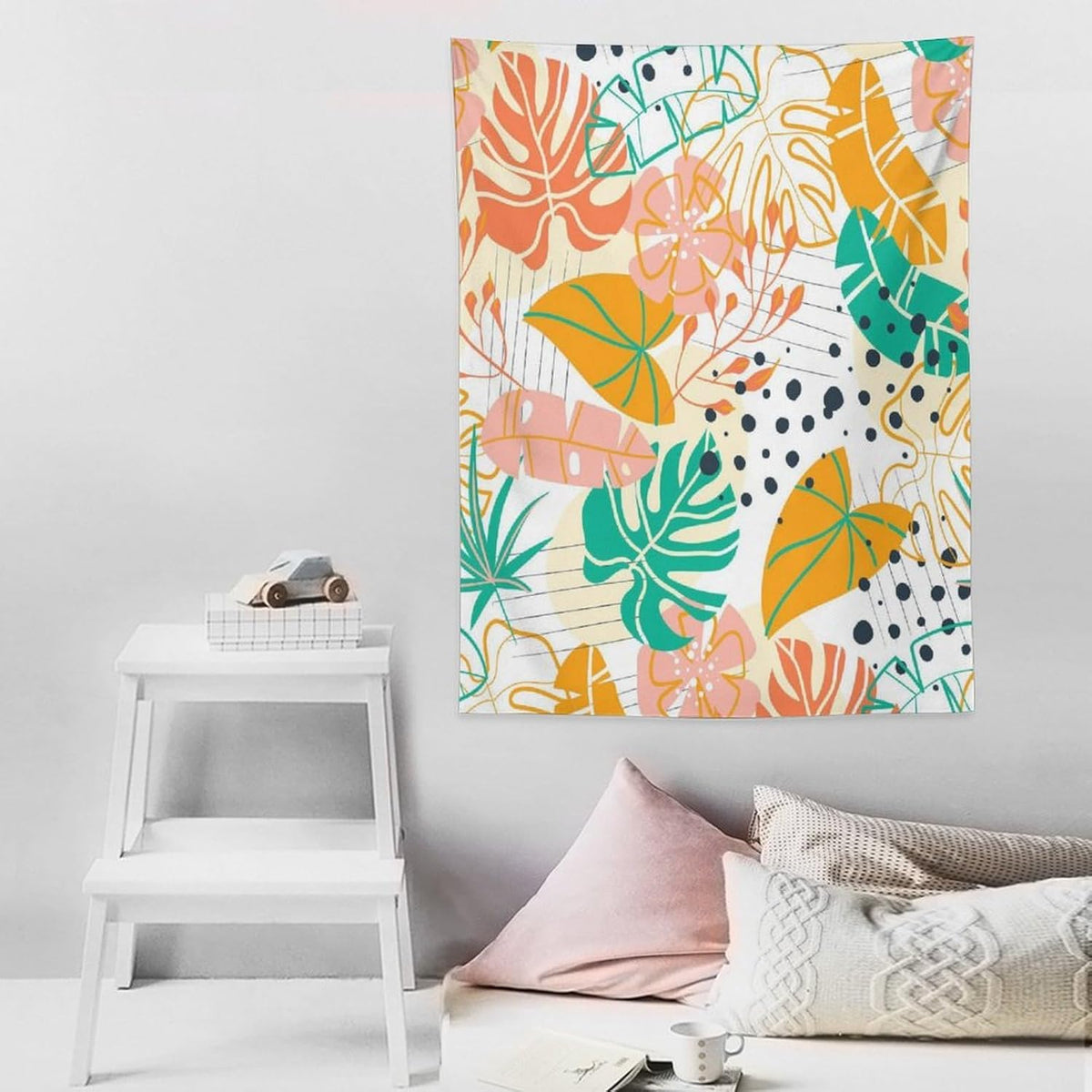 ICMOLYYENLO Tropical Palm Leaves Wall Tapestry, Wall Art for Room Decoration Beautiful Wall Hanging for Bedroom Living Room Dormitory Apartment 60x60 Inch