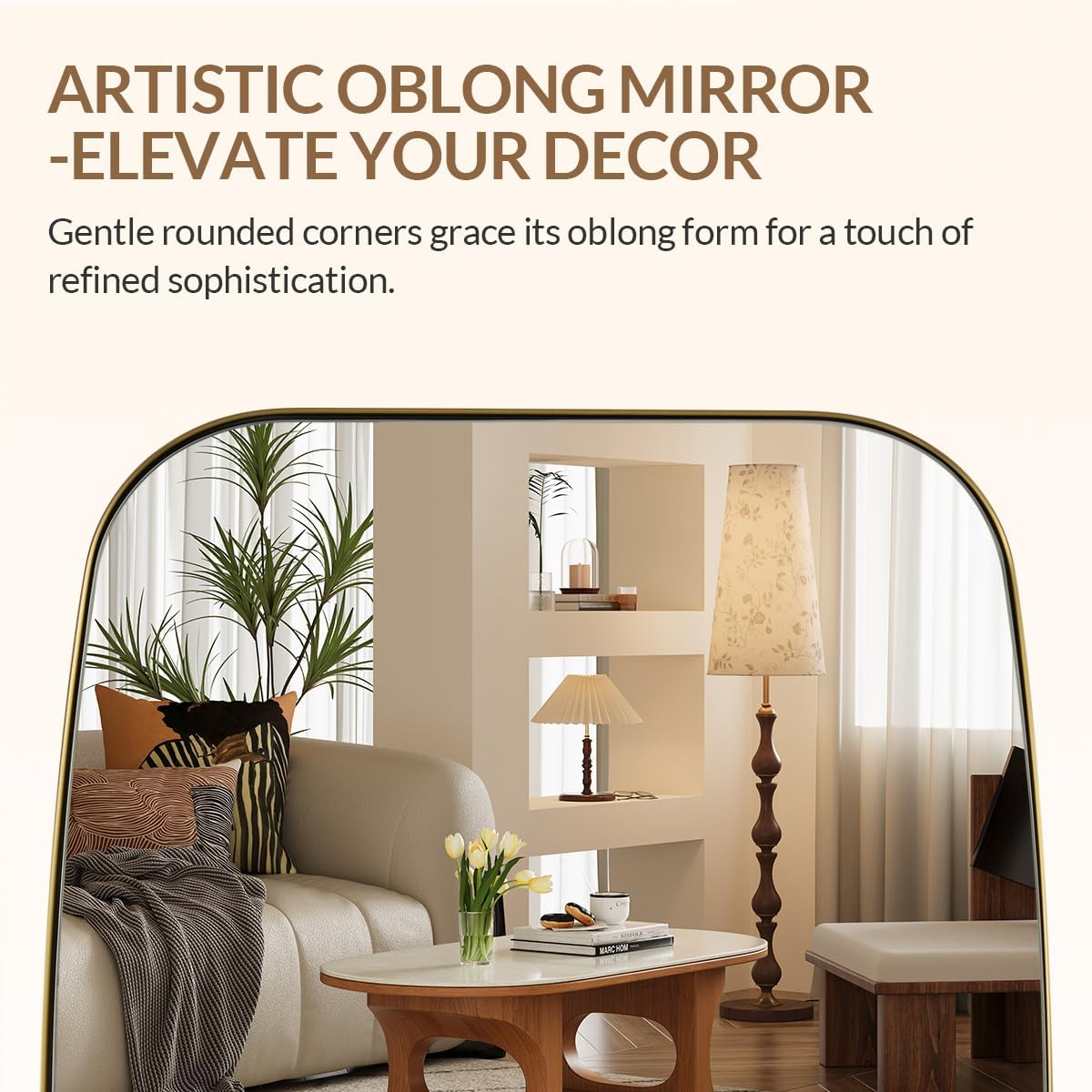 ANDY STAR 30x36” Gold Bathroom Mirror, Oblong Brass Mirror with Stainless Steel Metal Frame, Brushed Gold Oval Vanity Mirror for Over Sink, Modern Anti Rust Wall Mounted