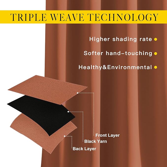 NICETOWN Blackout Burnt Orange Curtains 84 inches Long - Image 4