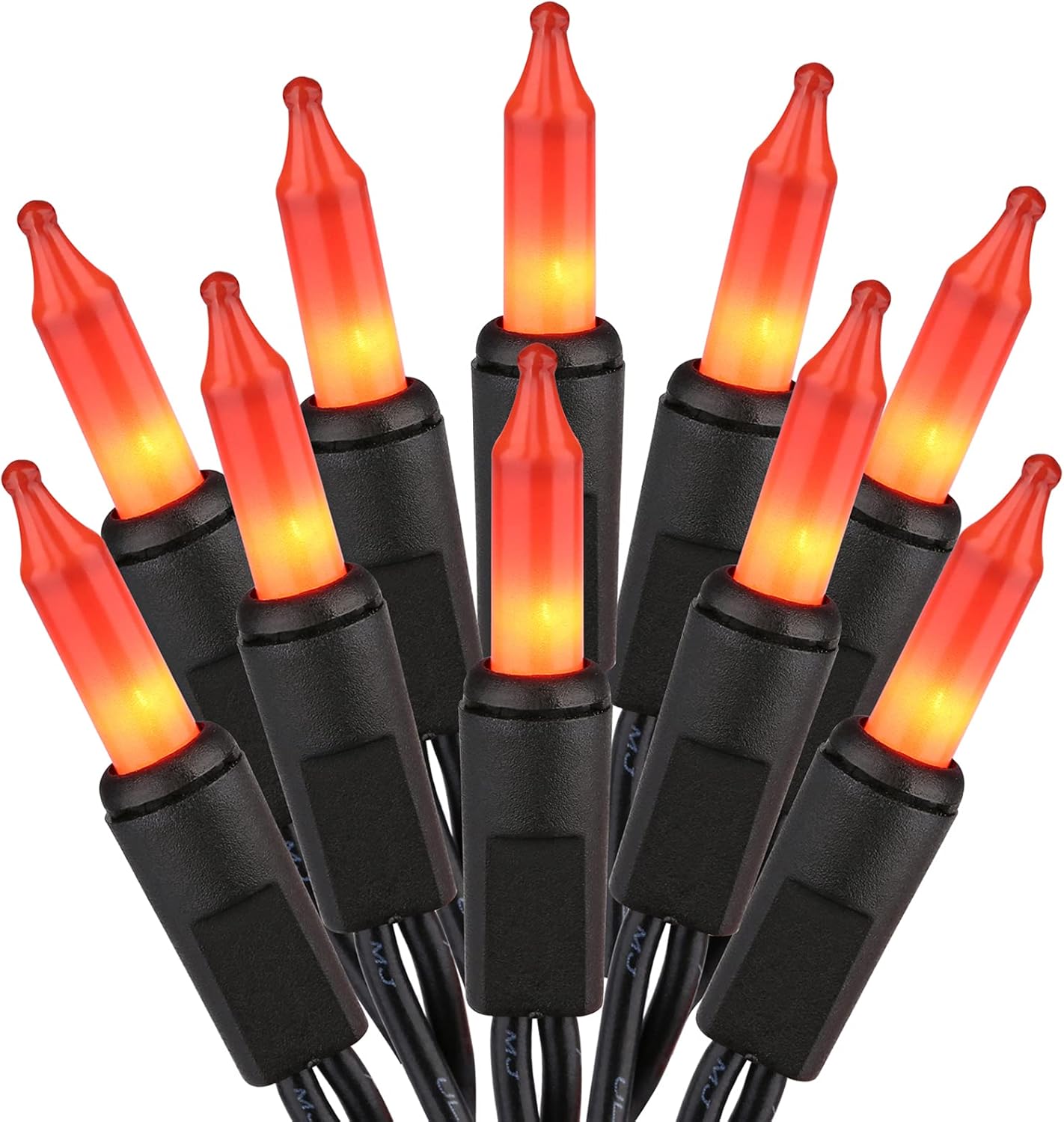 ODEETRONIC Orange Halloween Lights, 21.63ft 100 Count Orange Incandescent Lights, 120V UL Certified Mini Light Connectable, Amber Incandescent Halloween Light Waterproof for Tree Indoor Outdoor Room