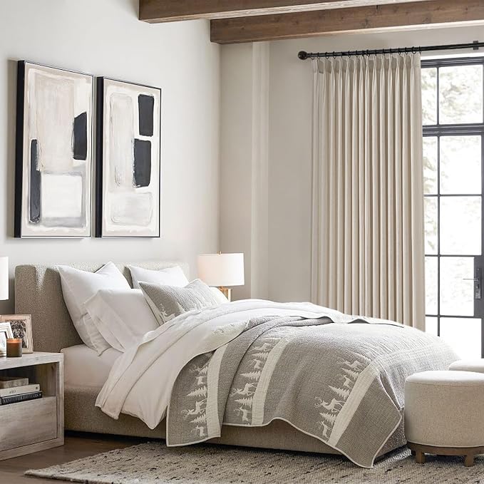 95 Inches Long Pleated Sheer Curtains, Oatmeal Linen Blended Light Filtering - Image 5