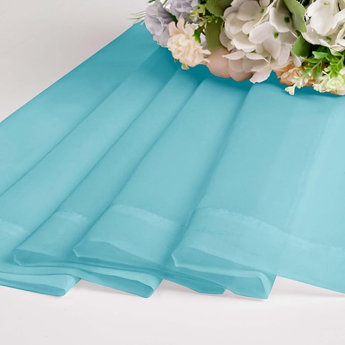 Aqua Sheer Curtains for Bedroom Living Room 54 Inch Length 2 Panels Set - Image 7