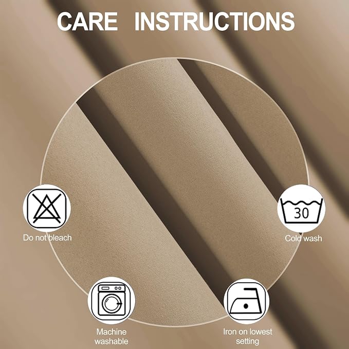 Natural Thermal Blackout Curtains/38 x 84 Inch/Set of 2 Panels Room Darkening - Image 4