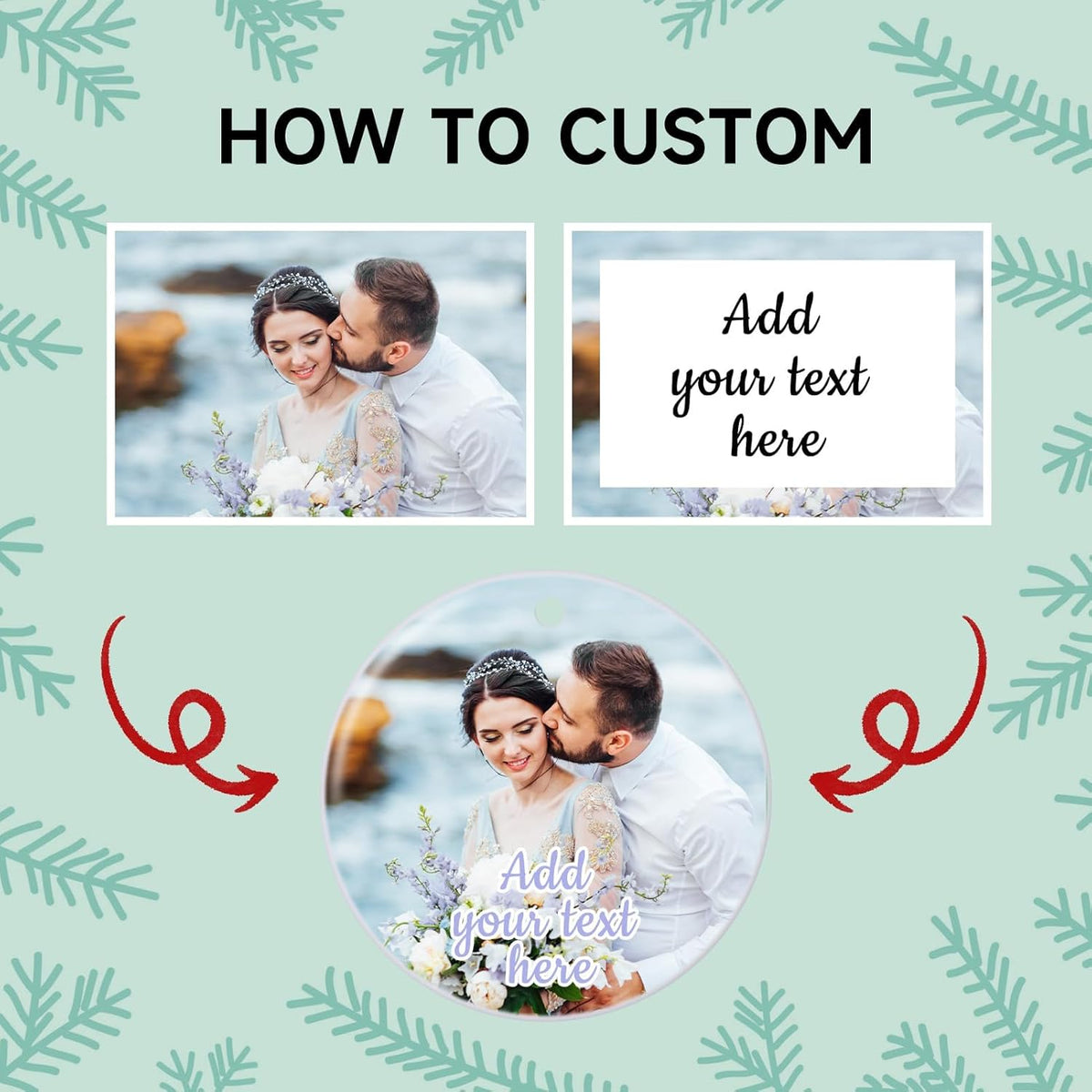 Personalized Christmas Ornaments 2025, Ceramic Custom Photo Text Hanging Ornament Customized Christmas Tree Decorations Gift for Family, Kids, Friends, Couples, Wedding