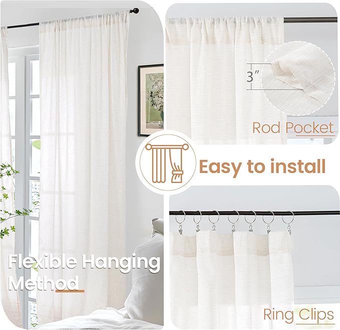 BGment Small Linen Curtains 24X36 Inch Length - Image 6
