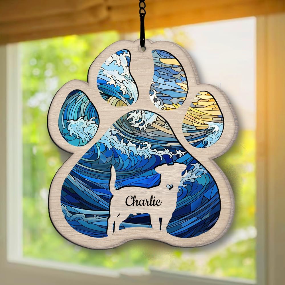 IZI POD Personalized Dogue de Bordeaux Suncatcher Dog Memorial Gifts, Custom Dogue de Bordeaux Ornament Christmas Tree, Pet Remembrance Gift, Loss of Dog Sympathy Gift, Pet Loss Suncatcher