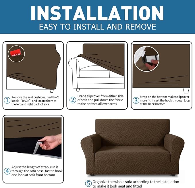 ZNSAYOTX 1 Piece Stretch Loveseat Covers - Image 4