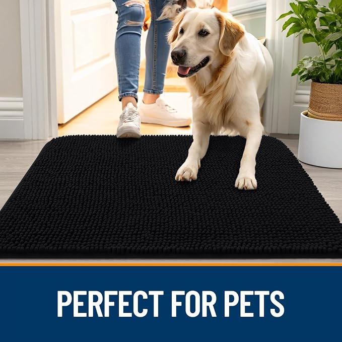 OLANLY Dog Door Mat for Muddy Paws 36x24, Super Absorbent Chenille Mud Mat | - Image 6