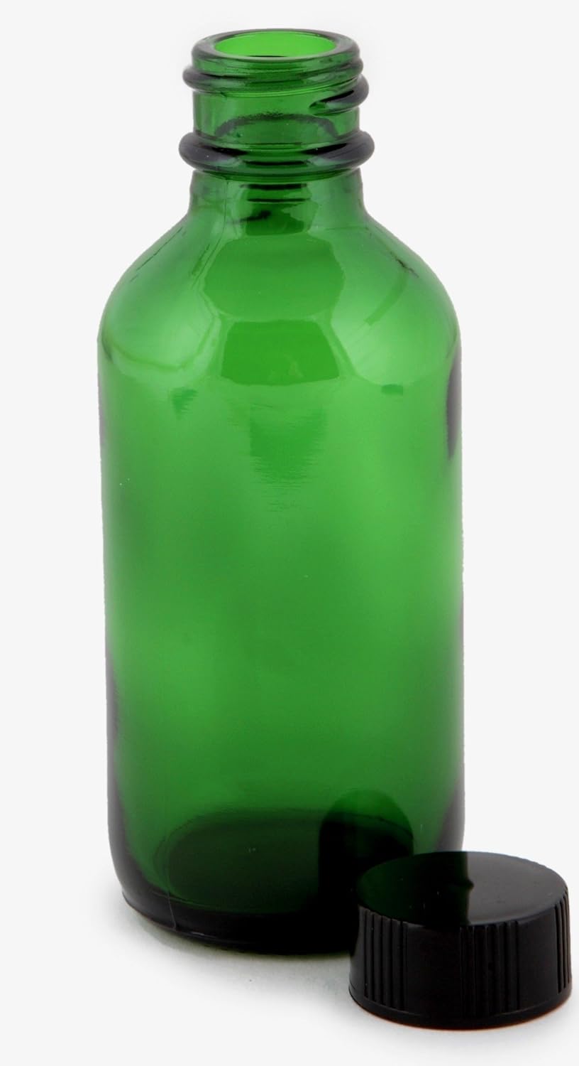 Vivaplex, 12, Green, 2 oz Glass Bottles, with Lids