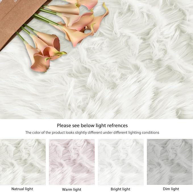 ORINOVA White Faux Sheepskin Shag Fur Runner Rugs - Image 7