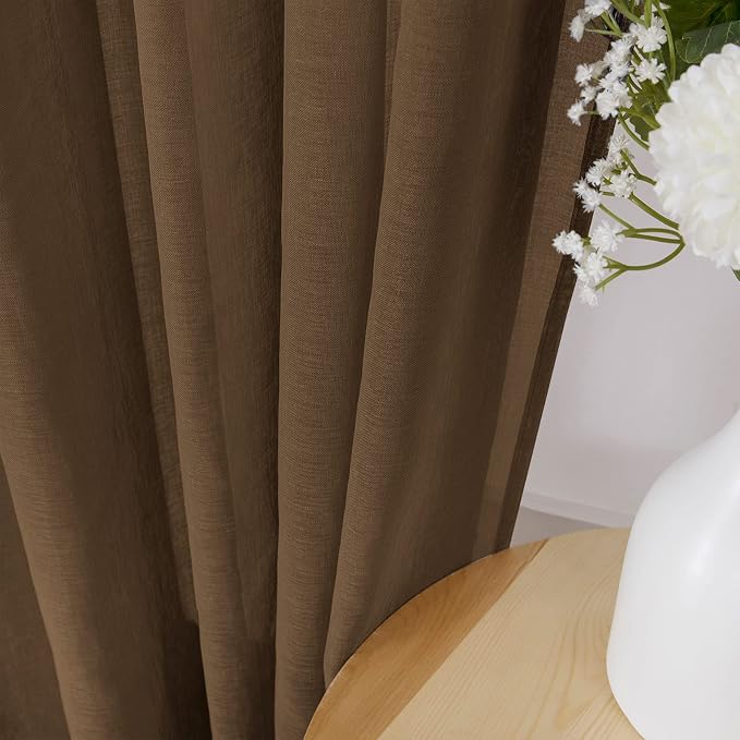 Tollpiz Sheer Curtain Linen Textured Living Room Curtains Sheer Light Filtering - Image 3