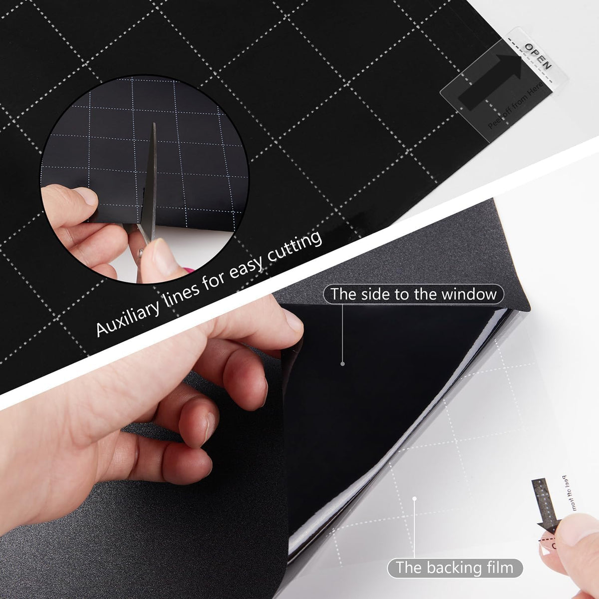 Kromapolis Blackout Window Privacy Film Total Light Blocking Room Darkening Window Covering, Removable Static Cling Frosted Glass Tint, Non-Adhesive, Black 45.2'' x 393.7''