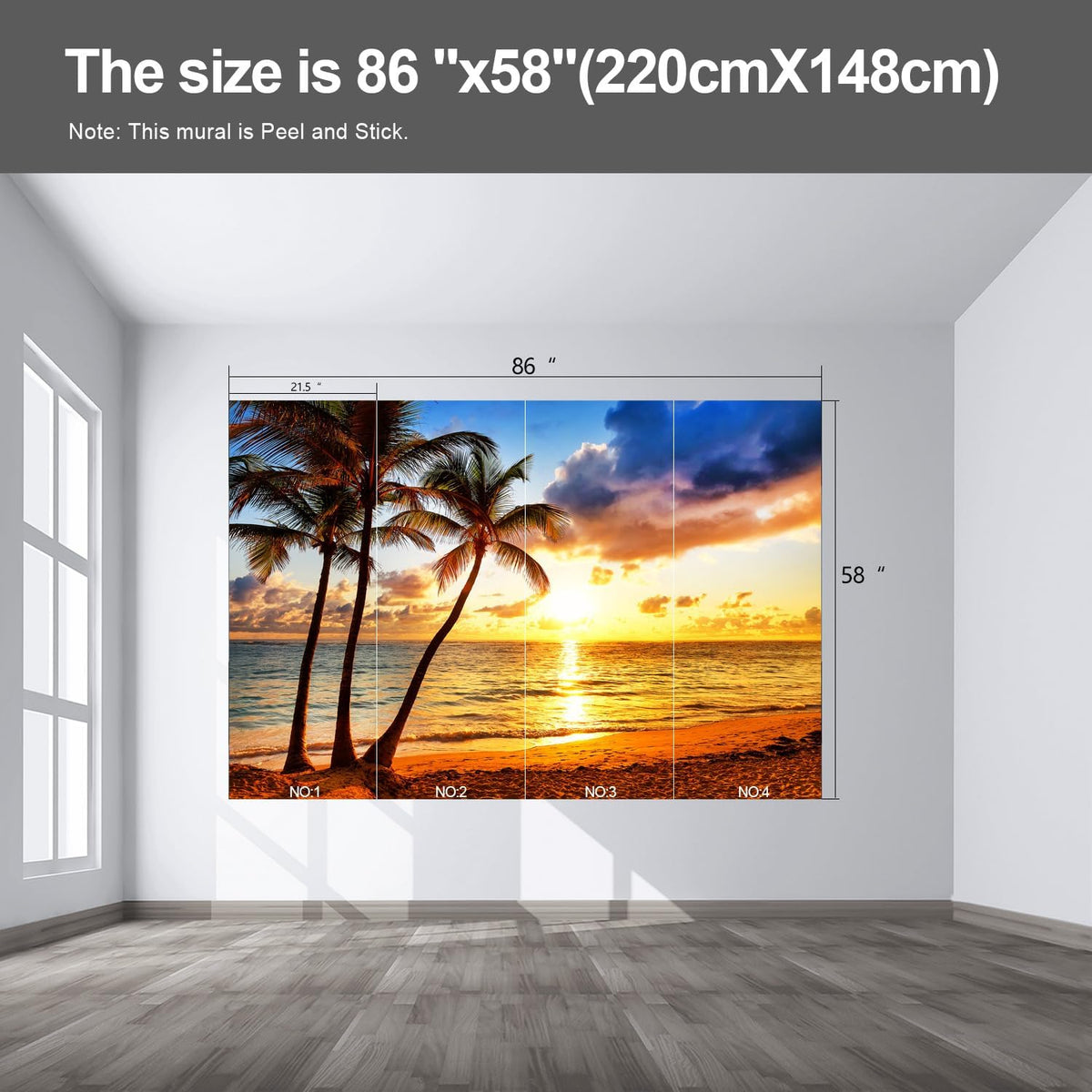Beach Wall murals at Dusk Peel and Stick Sunset Wallpaper for Bedroom Living Room - 58"x86"