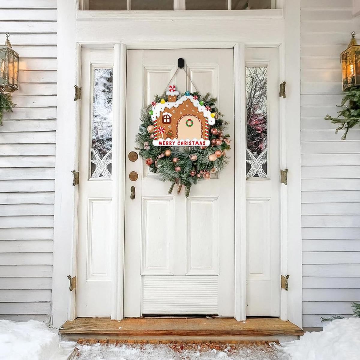 Paintable Christmas Ornaments 3 Sets, Wooden Ornaments to Paint, Unfinished Christmas Tree Wreaths Wood Crafts for Painting, Wood Cutouts DIY Xmas Ornament for Front Door Decor (House