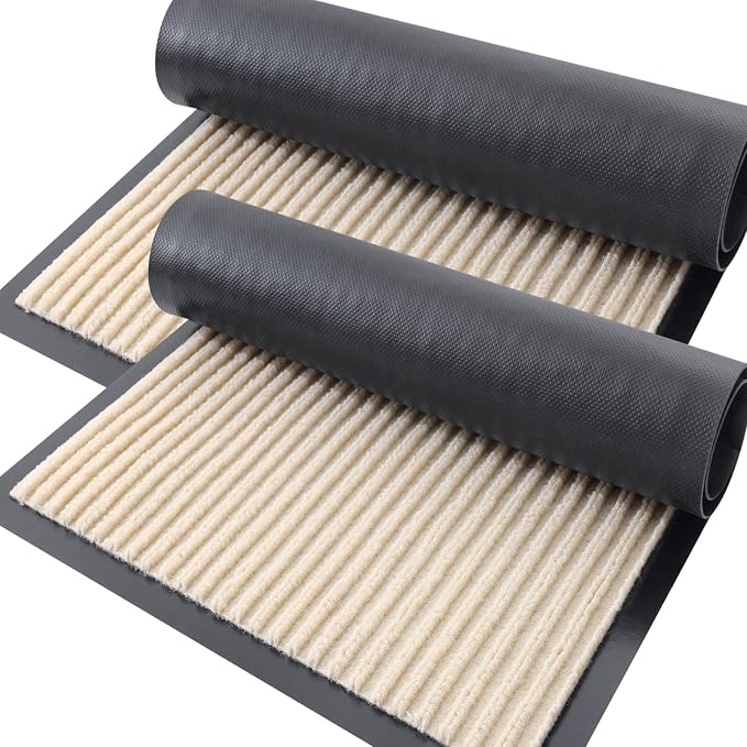 OLANLY 2-Pack Front Door Mats 59x34, Waterproof Heavy-Duty Doormats | Beige by OLANLY