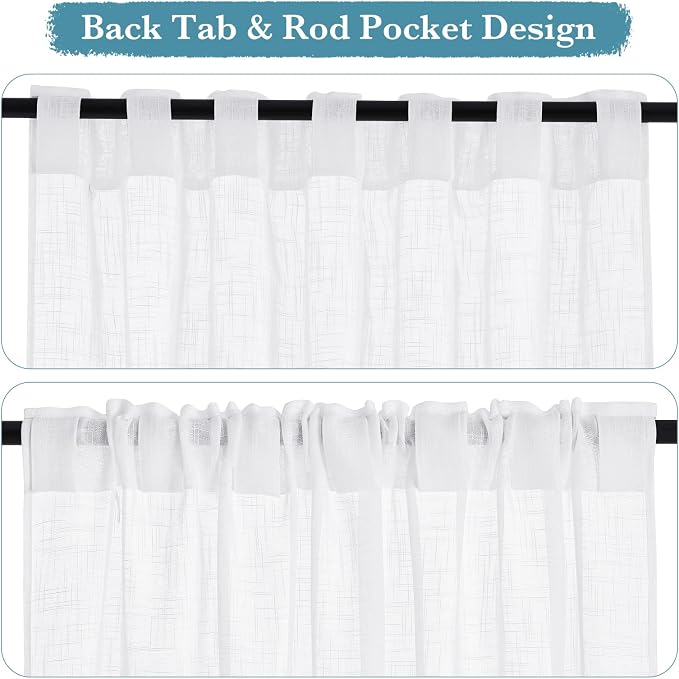 RYB HOME Short Linen Sheer Curtains - Image 2