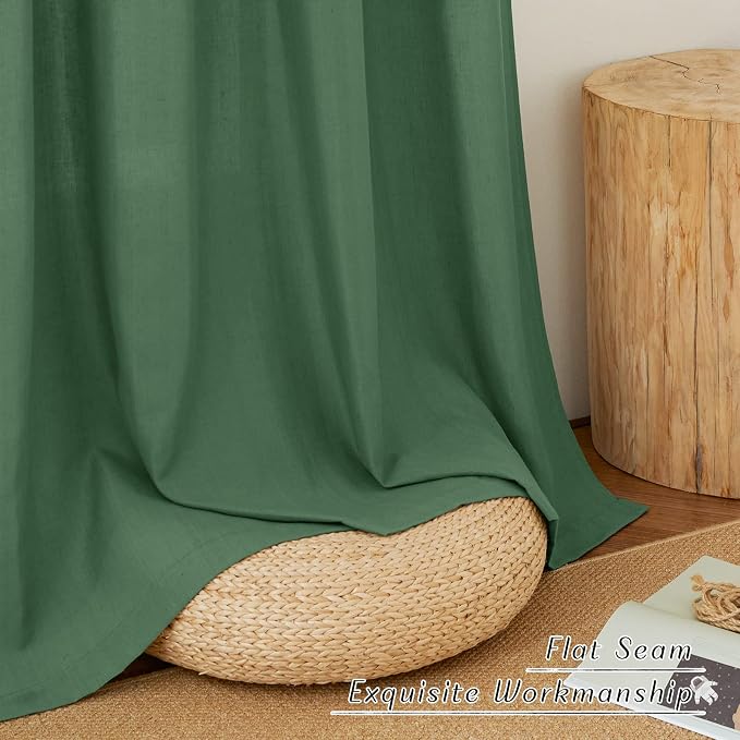NICETOWN Olive Green Linen Kitchen Curtains 36 inch Length, Decorative Thick - Image 4