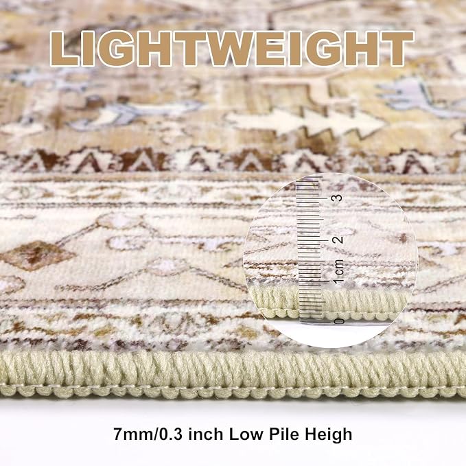 Yamaziot Washable Runner Rug, 3x10 Non-Slip Boho Hallway Kitchen Rug | Stain - Image 5