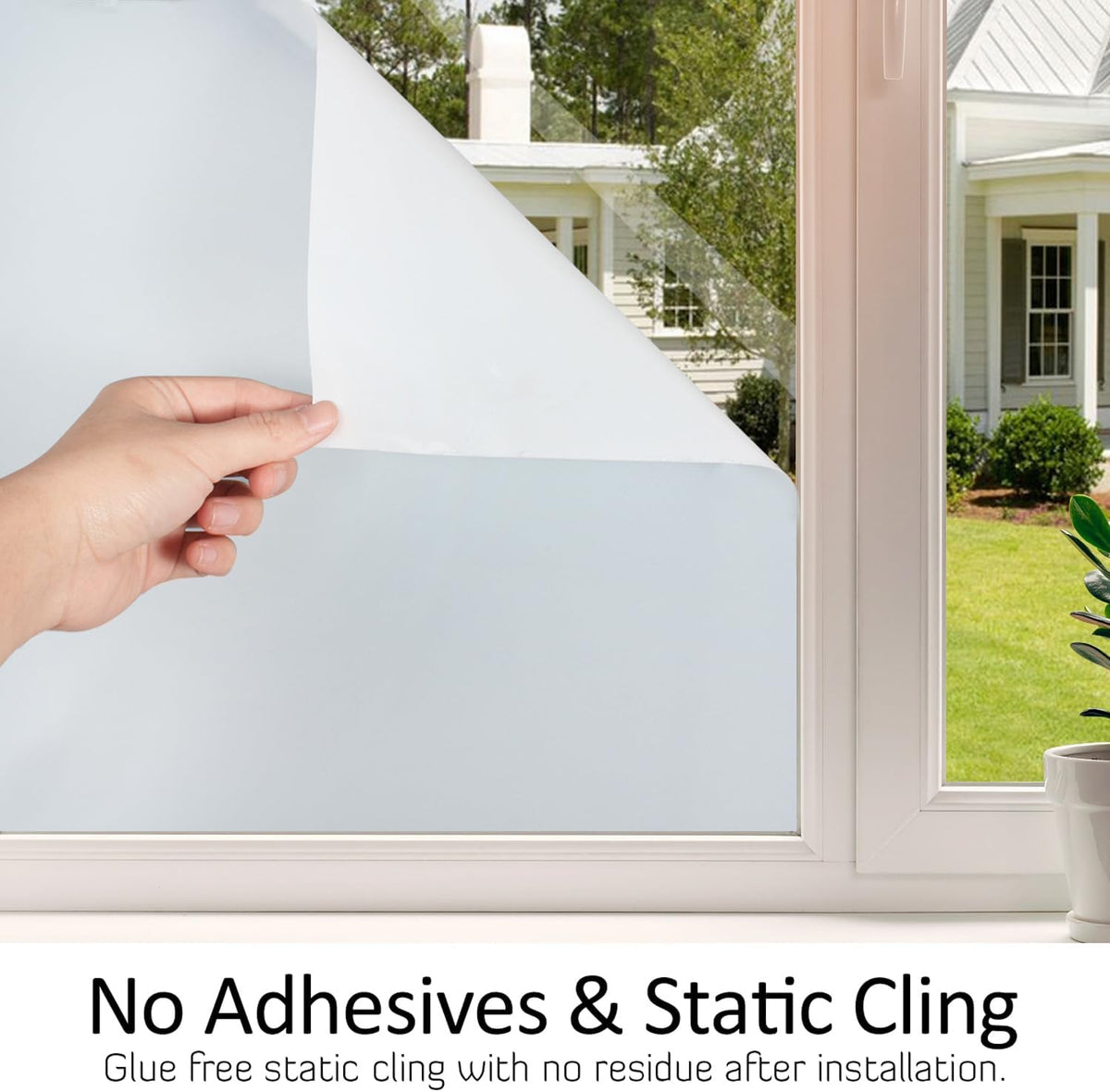 HIDBEA Frosted Window Privacy Film Heat Control UV Blocking, Static Cling Non-Adhesive Reusable Door coverings for Bathroom Home Office (White Frosted 11.8 Inch x 6.5 Feet)