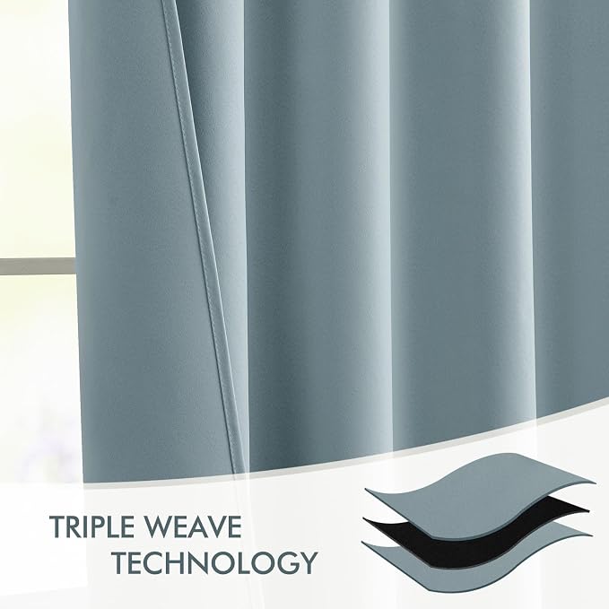 MIULEE Slate Blue Back Tab Blackout Curtains 52x72 Inches Long 2 Panels Set | - Image 7