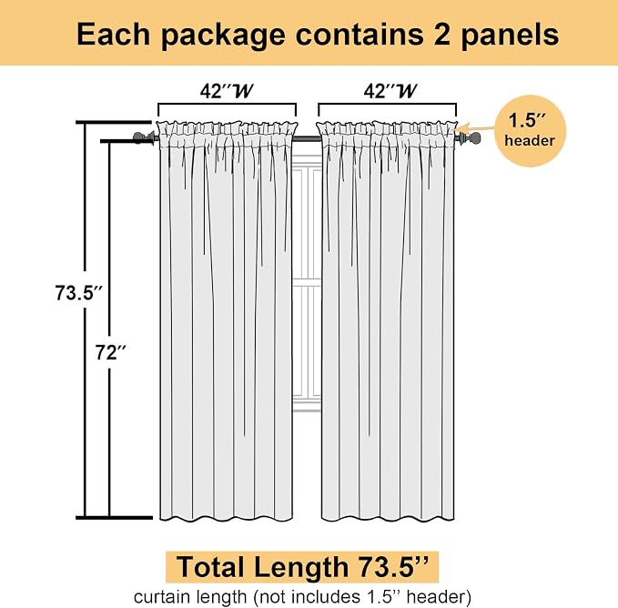 Light Pink Sheer Curtains 72 Inches Long 2 Panels, Light Filtering Curtains - Image 4
