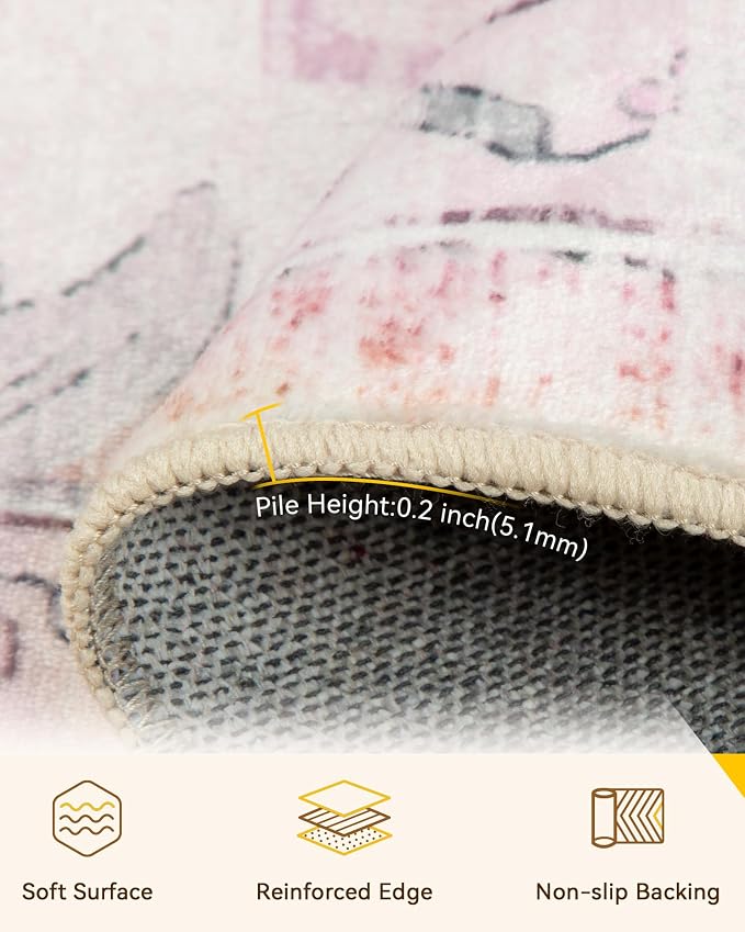 RELEANY Washable Area Rug, Water Repellent, Pet Friendly, Vintage Floral Boho - Image 4