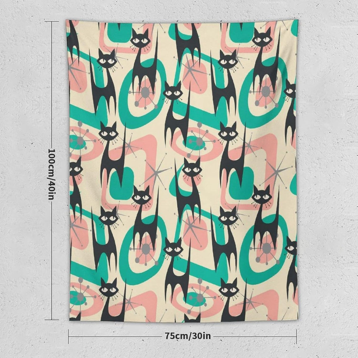 ICMOLYYENLO Boho Medieval Cat Tapestry, Abstract Atomic Starburst Geometric Aesthetic Art Wall Hanging For Bedroom Living Room Dormitory 30x40 Inches