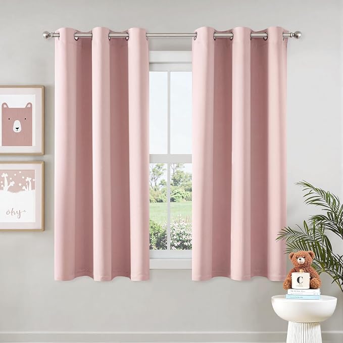 MIULEE Blackout Curtains for Bedroom 2 Panels 40 x 50 Inch Long Pink | Thermal by MIULEE