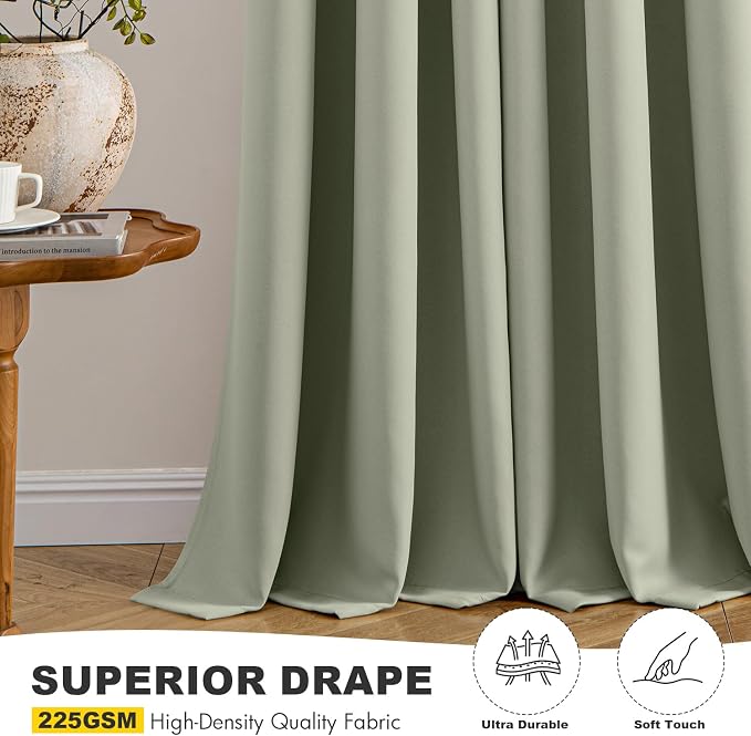 MIULEE Blackout Curtains for Bedroom 2 Panels 40 x 68 Inch Long Sage Green | - Image 5