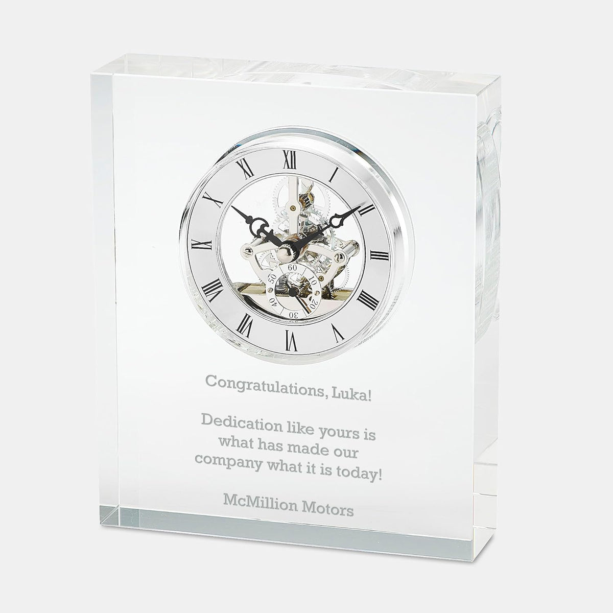 THINGS REMEMBERED Engraved Crystal Skeleton Desk Clock (Free Customization)