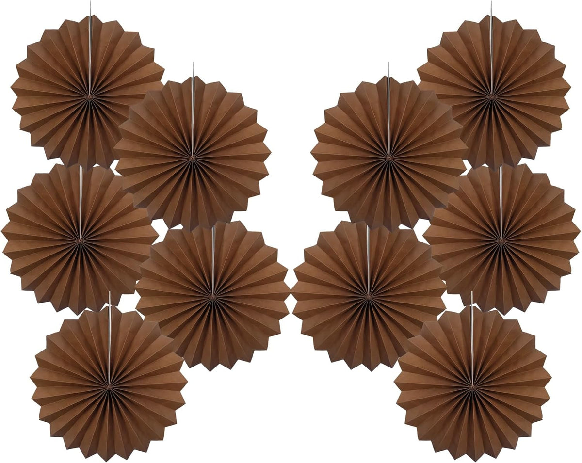 Brown Party Decorations,Brown Wedding Decorations for Party Events Accessories,Brown Birthday Decorations,Boho Party Decoration,Fall Decorations 8in Hanging Paper Fans 30 Color DIY Set(Brown)