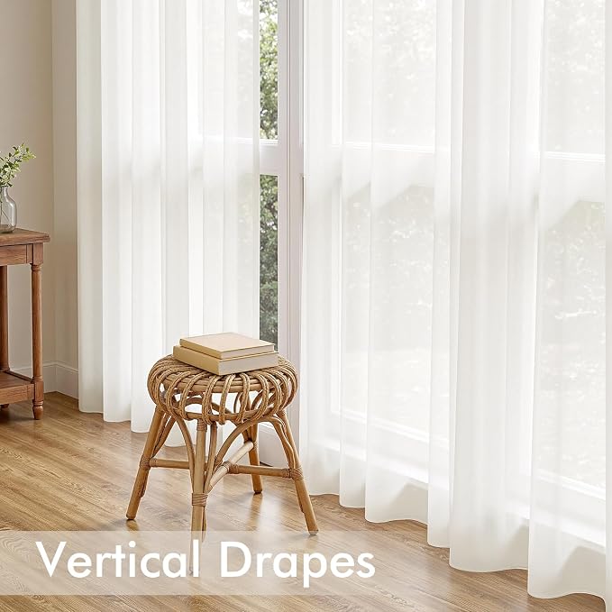MIULEE Ivory Sheer Curtains 84 Inches Long 4 Panels 54 x 84 Inches | Light - Image 5
