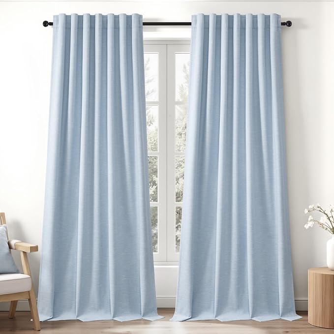 Topfinel Blue Blackout Bedroom Curtains 108 Inches Long 2 Panels - Image 3