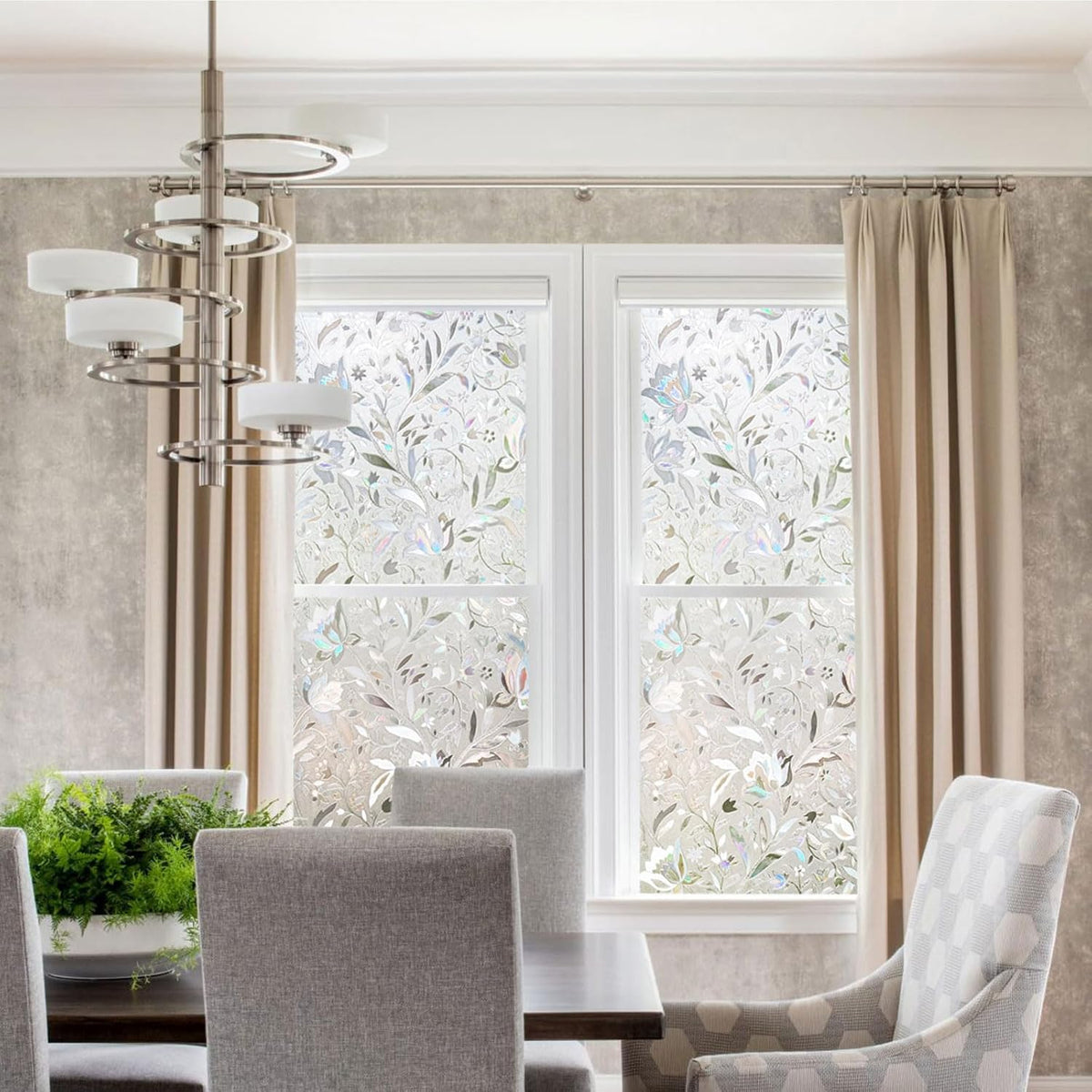 Kromapolis Window Film, Window Privacy Film, Window Vinyl Glass Covering, Stained Glass Decorative Film, Window Film Privacy Frosted, Static Window Clings, Non-Adhesive, No-Glue (23.6 x 78.7 inch)