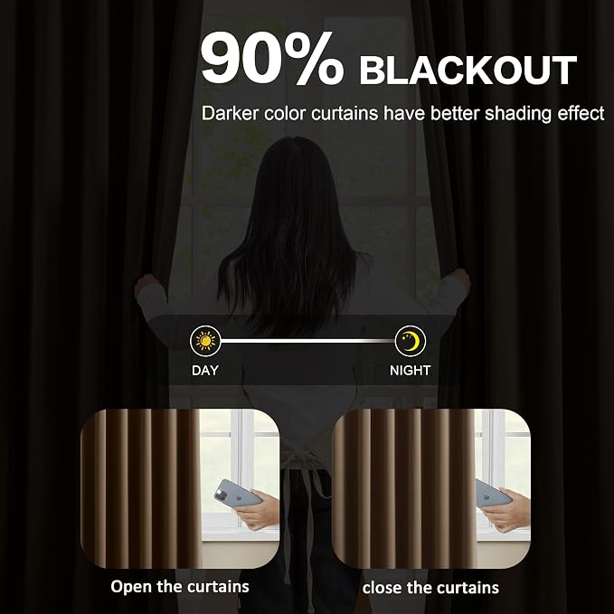 Brown Blackout Curtains 150 Inches Long, Extra Long Pinch Pleats Living Room - Image 3