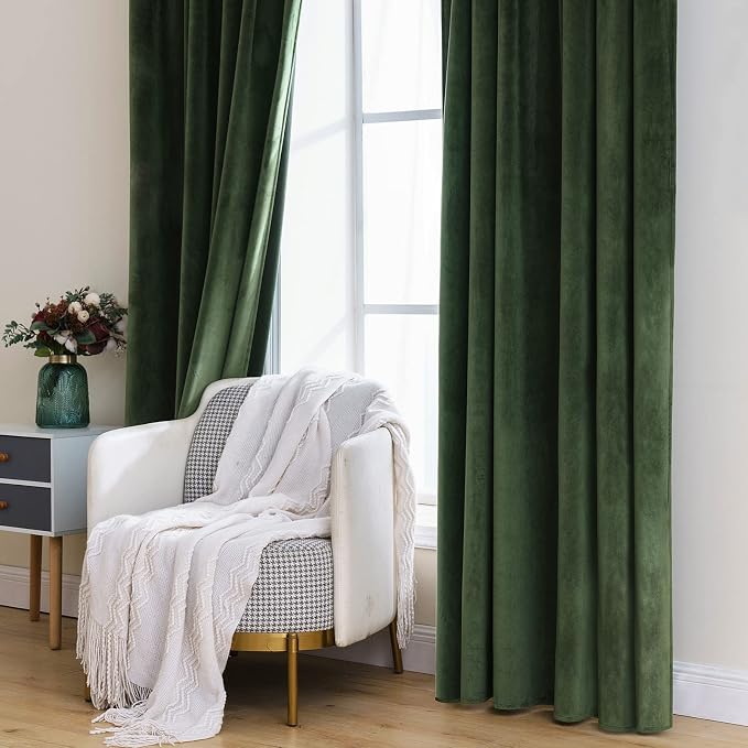 MIULEE Velvet Curtains Extra Wide 72x84 inches Olive Green Curtains | Luxury - Image 7