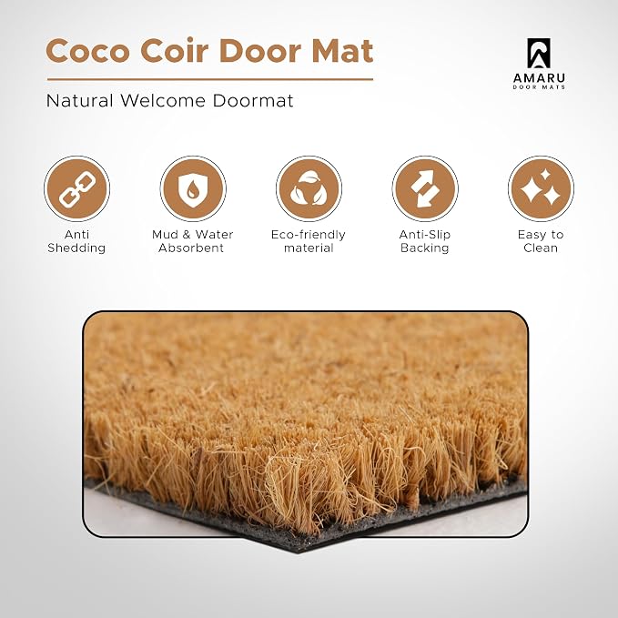 Coir Welcome Mat, Welcome Daisy, 24 x 36 in | 100% Natural Coir, Anti-Shedding - Image 4