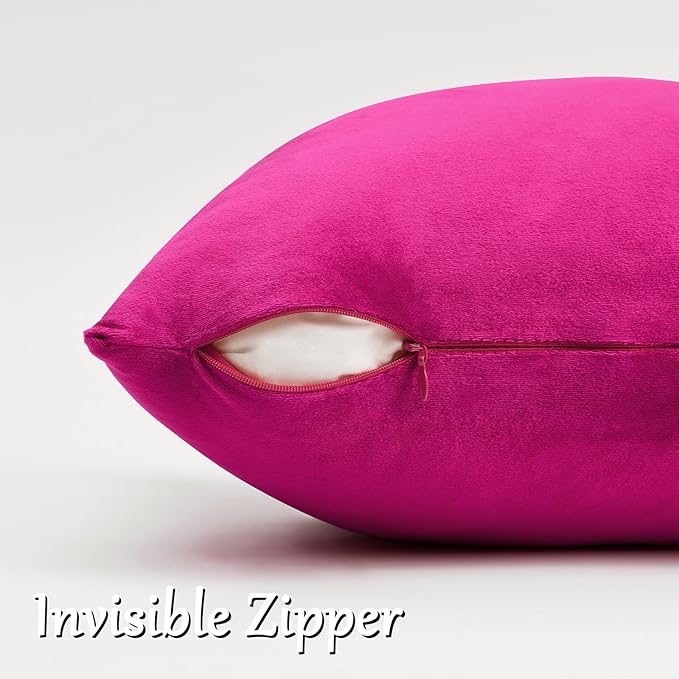 GIGIZAZA Hot Pink Velvet Pillow Covers 16x16 Decorative Pillows Pack of 2 | - Image 5