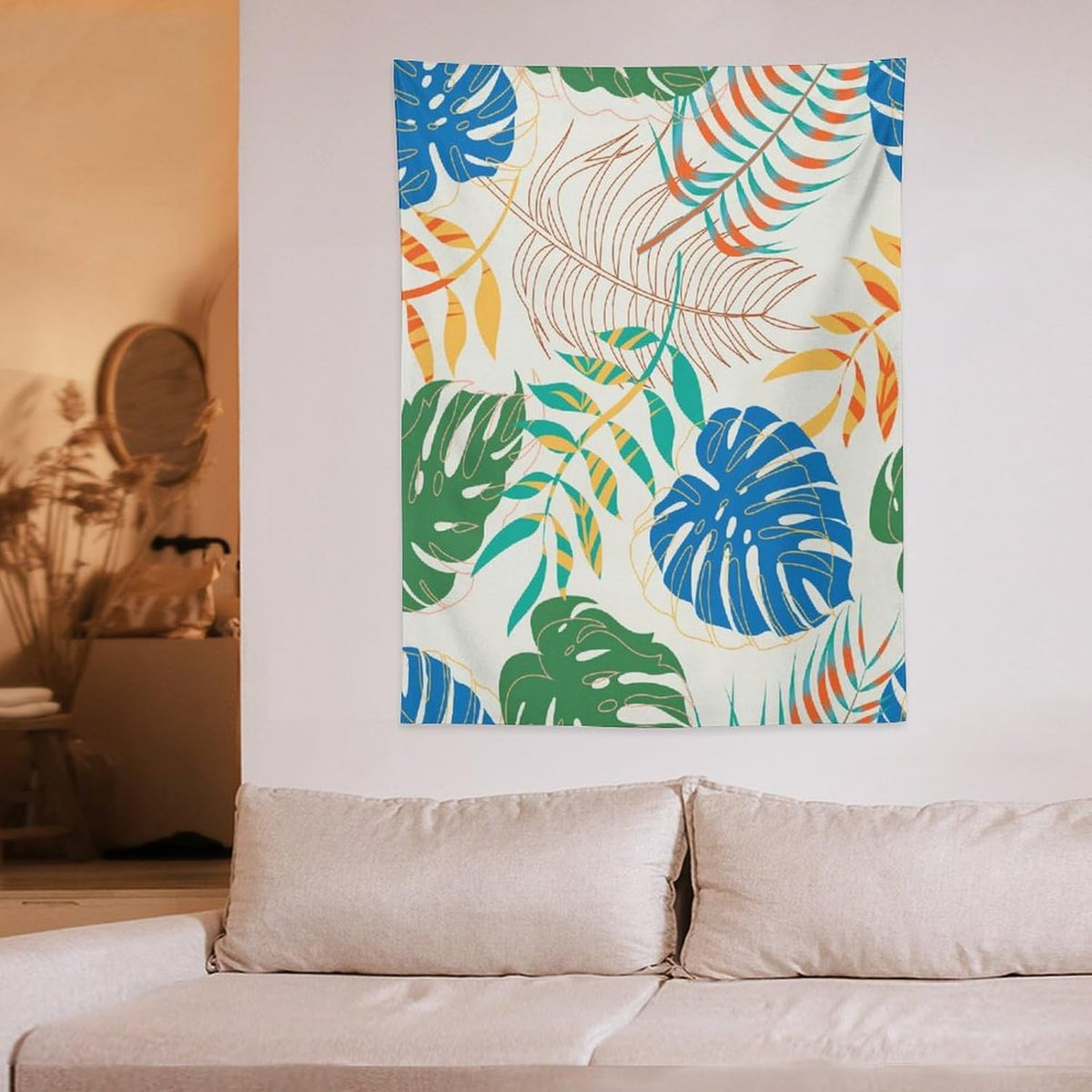 ICMOLYYENLO Tropical Green Plant Tapestry, Green Palm Leaves Natural Landscape Print Wall Tapestry for Bedroom Living Room Dormitory 60x80 Inch