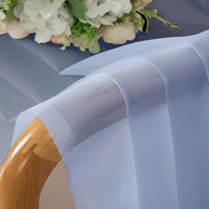 Denim Blue Sheer Curtains 84 Inches Long 2 Panels, Light Filtering Bedroom - Image 8