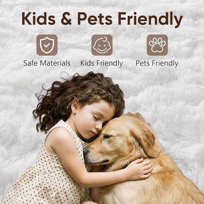 2x3 White Fluffy Soft Area Rug Non-Slip - Image 7