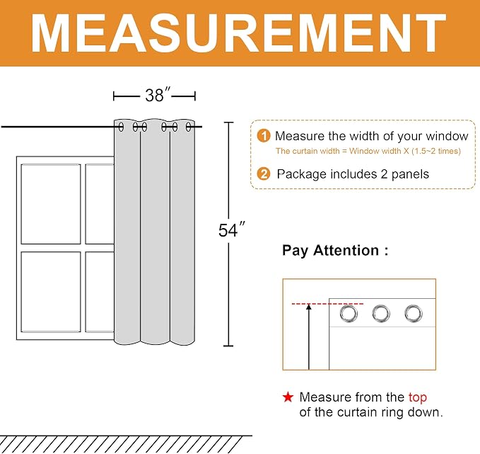 Blackout Window Curtains for Bedroom, 2 Panels, 38 x 54 Inch | Light Blocking & - Image 7